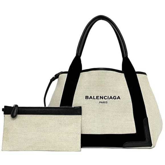 Balenciaga Tote White Cabas Blue Navy Bag Ivory - Picture 1 of 9